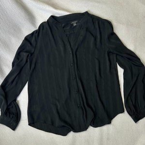 Ann Taylor Black Striped Blouse | Size Medium